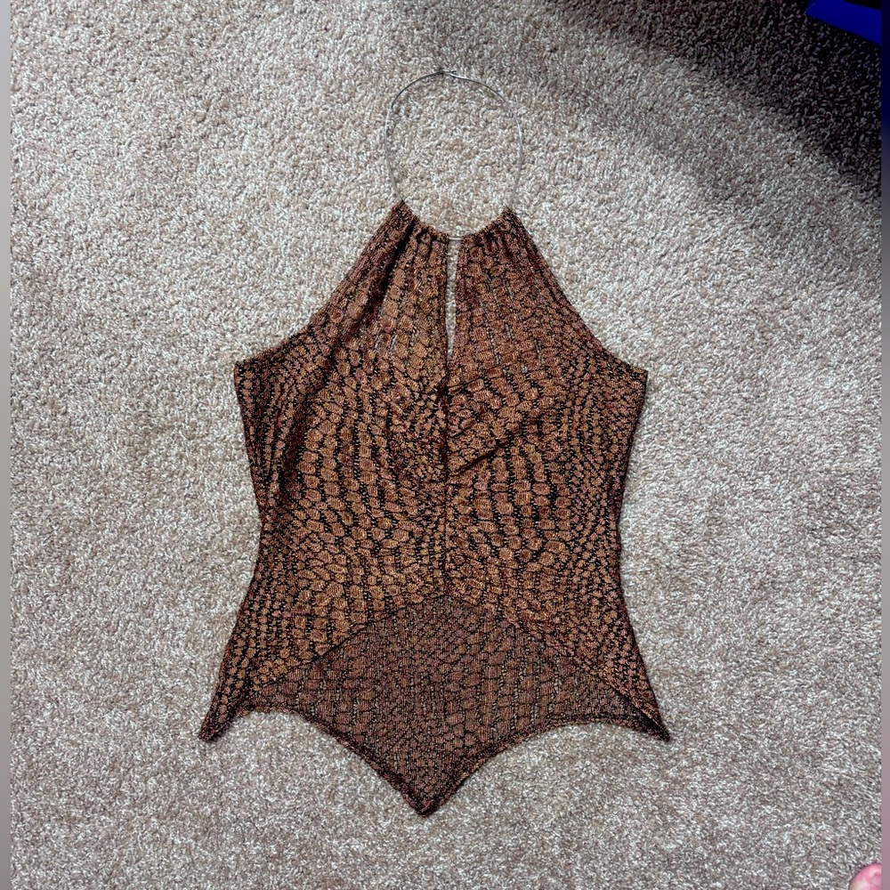 Brown and Black Halter with Metal Choker